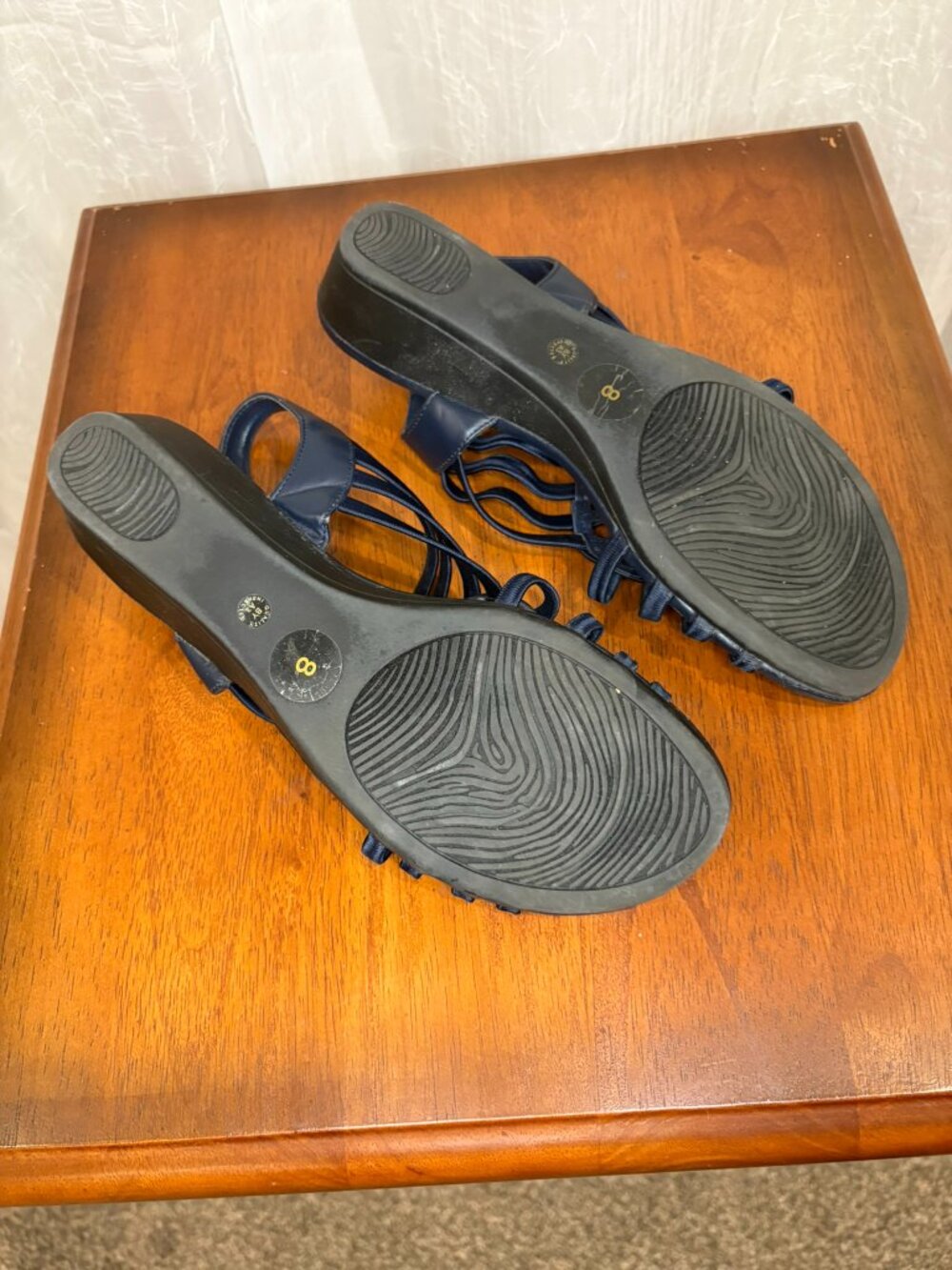East 5th Women's Reno Strappy 1.5" Wedge Sling-back Sandals, Navy Blue size 8 - Picture 2 of 4